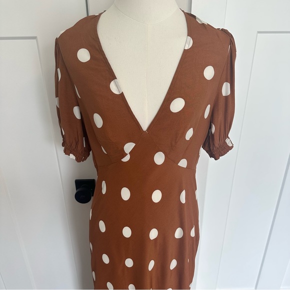 a new day Rust Polka Dot Midi Dress | Size M - Picture 2 of 5